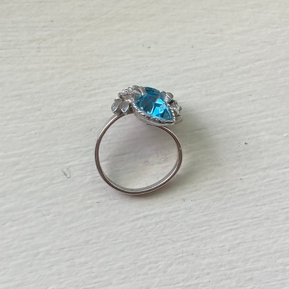 Vintage Sarah Coventry "Love Story" Double Blue Hearts Adjustable Ring - Picture 4 of 11